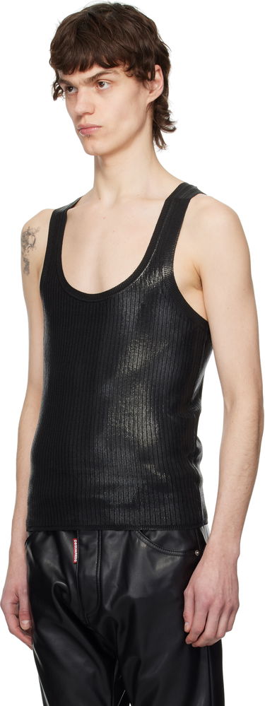Majica brez rokavov DSQUARED2 Dsquared2 Coated Ribbed Knit Tank Top Črna | S71HA1339-D13114-900, 3