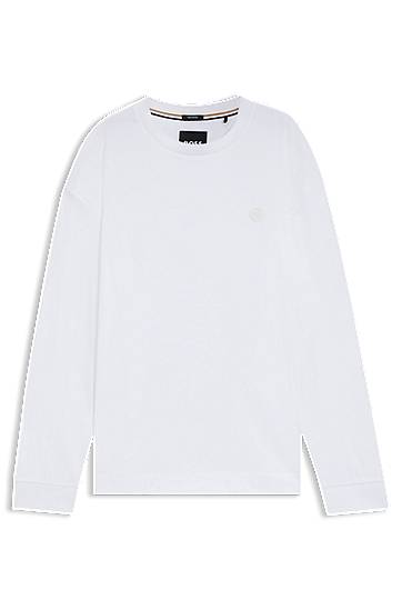 Majica BOSS Mercerised-cotton T-shirt with Double B monogram Bela | 50557846