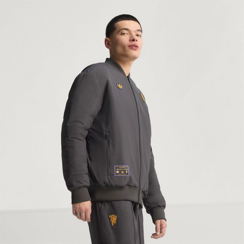 Bomber jakna adidas Performance Manchester United Terrace Icons Bomber Jacket Siva | JN2831