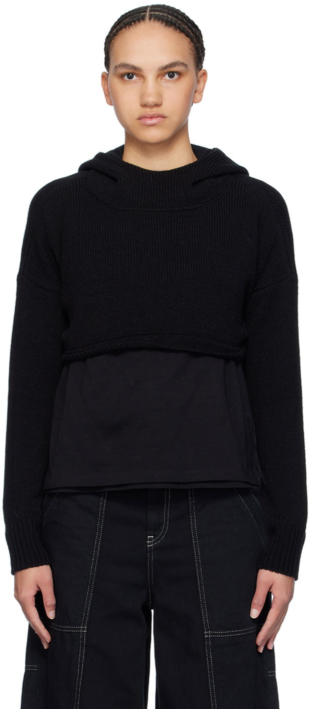 Pulover Maison Margiela MM6 Cropped Hoodie Črna | S52GP0151 S18448