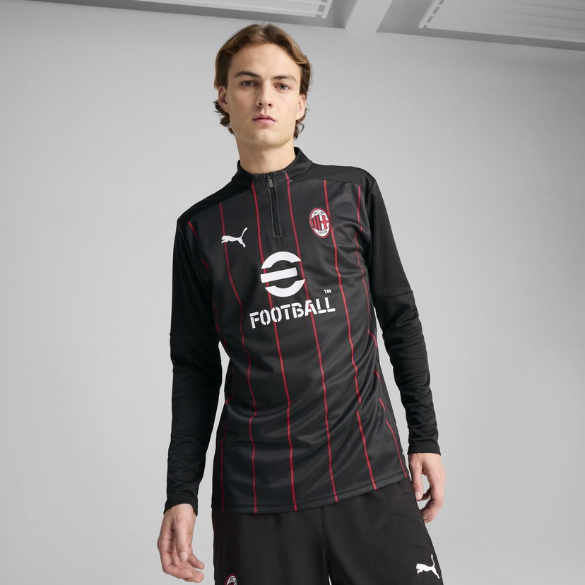 Pleteni pulover Puma AC Milan Men's Quarter-Zip Pre-Match Jersey Črna | 779345_07