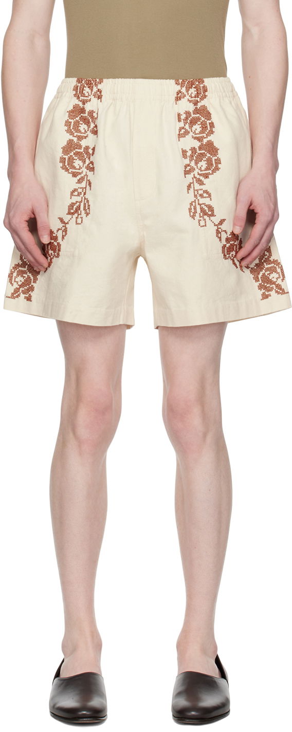 Kratke hlače Bode Rose Garland Shorts "Off-White" Bež | MRF23BT078