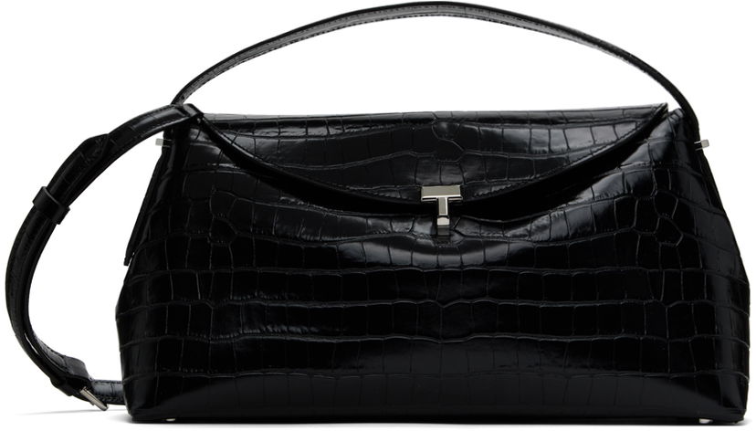 Torbica TOTEME Toteme T-Lock Croco Top Handle Bag Črna | 243-WAL961-LE0076
