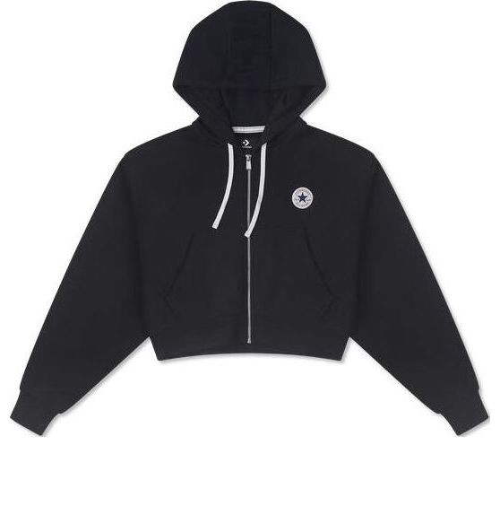Pulover Converse Retro Chuck Cropped Hoodie Črna | 10026150-A01