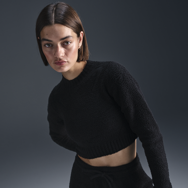 Krop-top Nike Phoenix Cozy Bouclé Crop Top Črna | FZ1716-010, 3