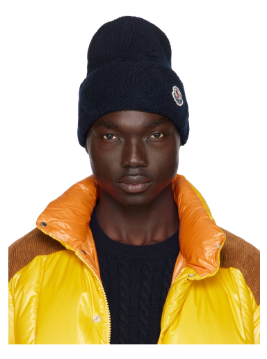 Beanie Moncler Patch Beanie Mornarica | I20913B00035M1115