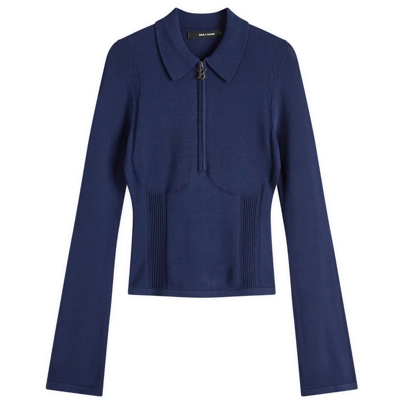 Pleteni pulover DAILY PAPER Daily Paper Women's Knit Zip Polo Mornarica | 2511087