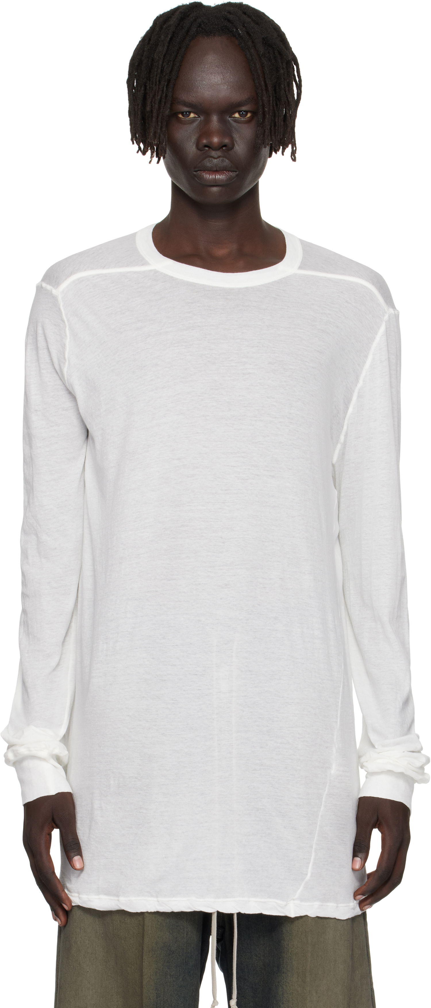 Majica Rick Owens Rick Owens Concordians Level Long Sleeve T-Shirt Bela | RU02E1266 UC, 0