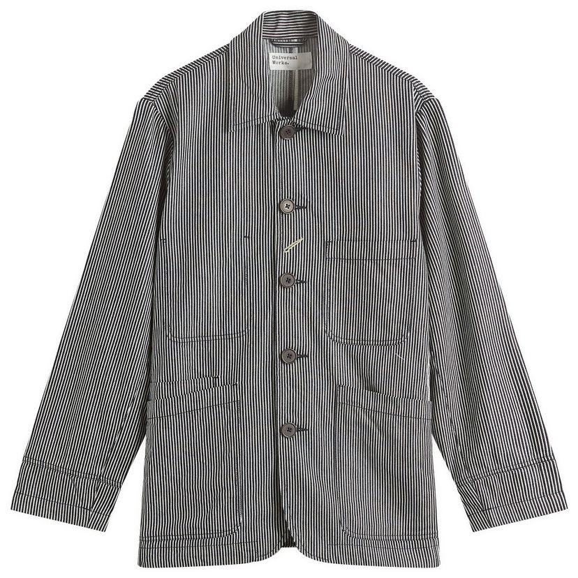 Jakna Universal Works Hickory Stripe Original Bakers Jacket, Size Large Mornarica | P32007-IND