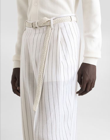 Hlače Dolce & Gabbana Dolce & Gabbana Pinstripe Linen-Blend Pants With Double Darts Bela | GP10DTFR3F0S8052, 3
