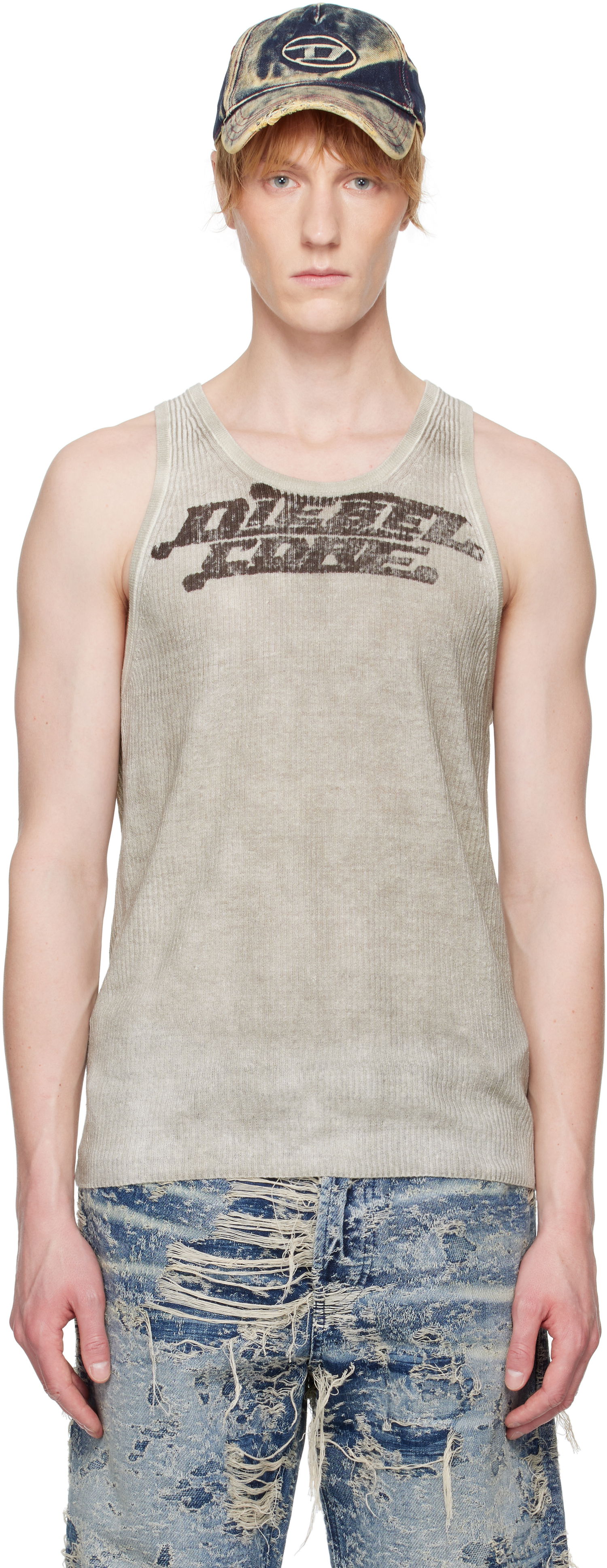 Majica brez rokavov Diesel Diesel K-Rick Graphic Print Tank Top Bež | A16875-0DBCU-7EX, 0
