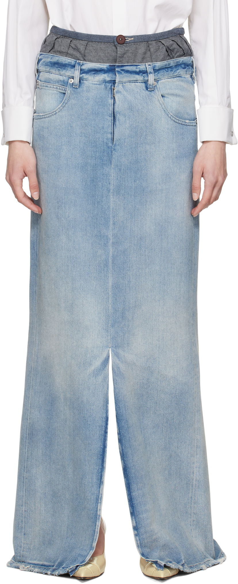 Krila Maison Margiela Maison Margiela Blue 'Anonymity Of The Lining' Denim Maxi Skirt Modra | S51MI0006 S30383