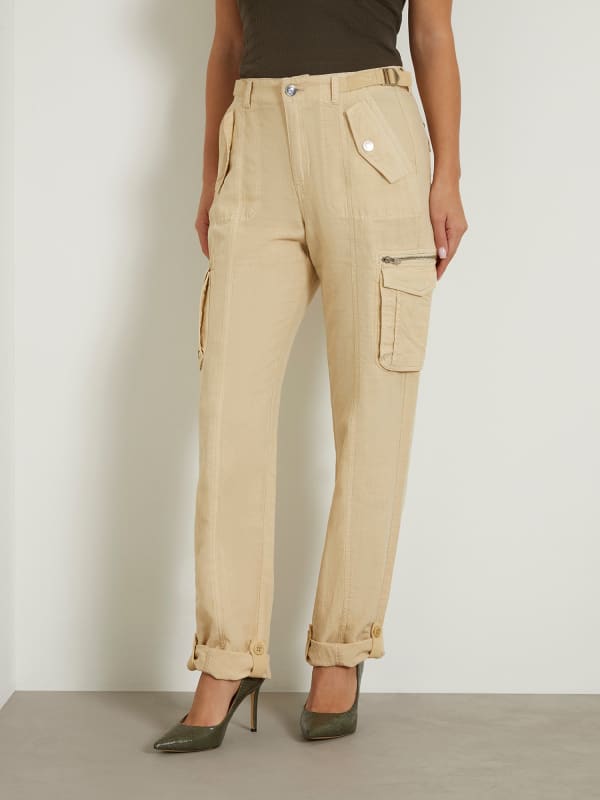 Cargo hlače GUESS Mid Rise Cargo Pant Bež | W4GA0AWG8N0