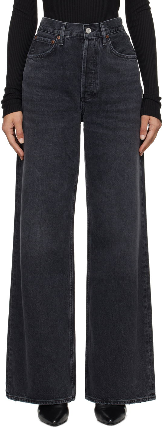 Kavbojke AGOLDE High Rise Wide Leg Jeans Črna | A198-1157