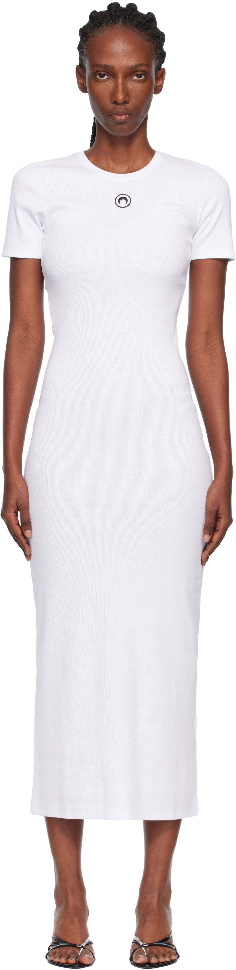 Obleke Marine Serre Marine Serre Moon Logo Ribbed Jersey Tube Maxi Dress Bela | WDR057A CJER0011