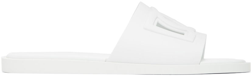 Superge in čevlji Dolce & Gabbana White Cutout Slides Bela | CS2215AN994
