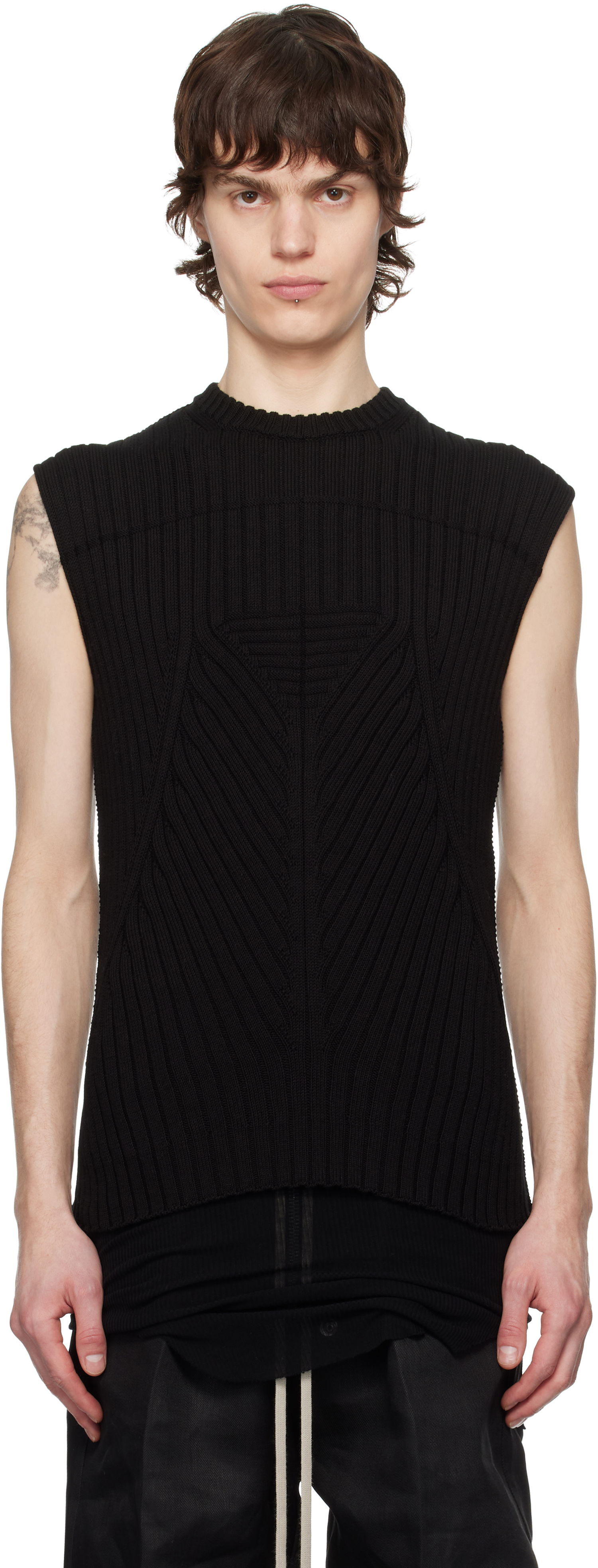Pleteni pulover Rick Owens Rick Owens Hollywood Knit Vest Črna | RU01E5662 KEC, 0