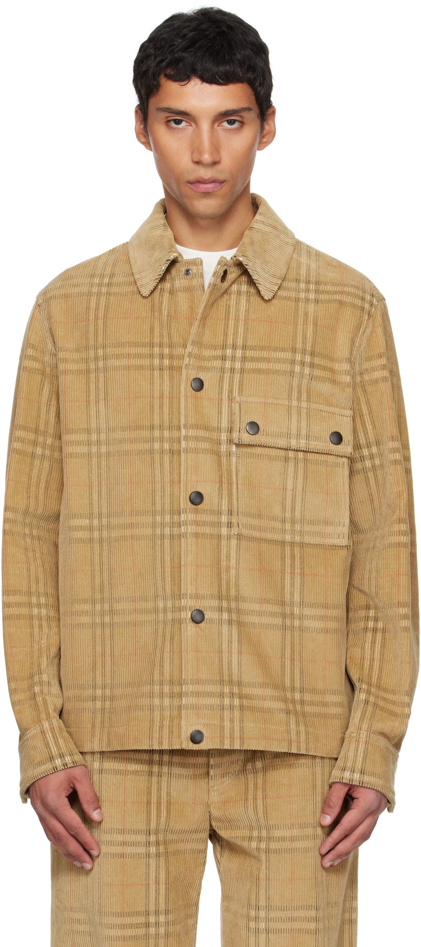 Srajce Burberry Burberry Check Corduroy Overshirt Bež | 8113164