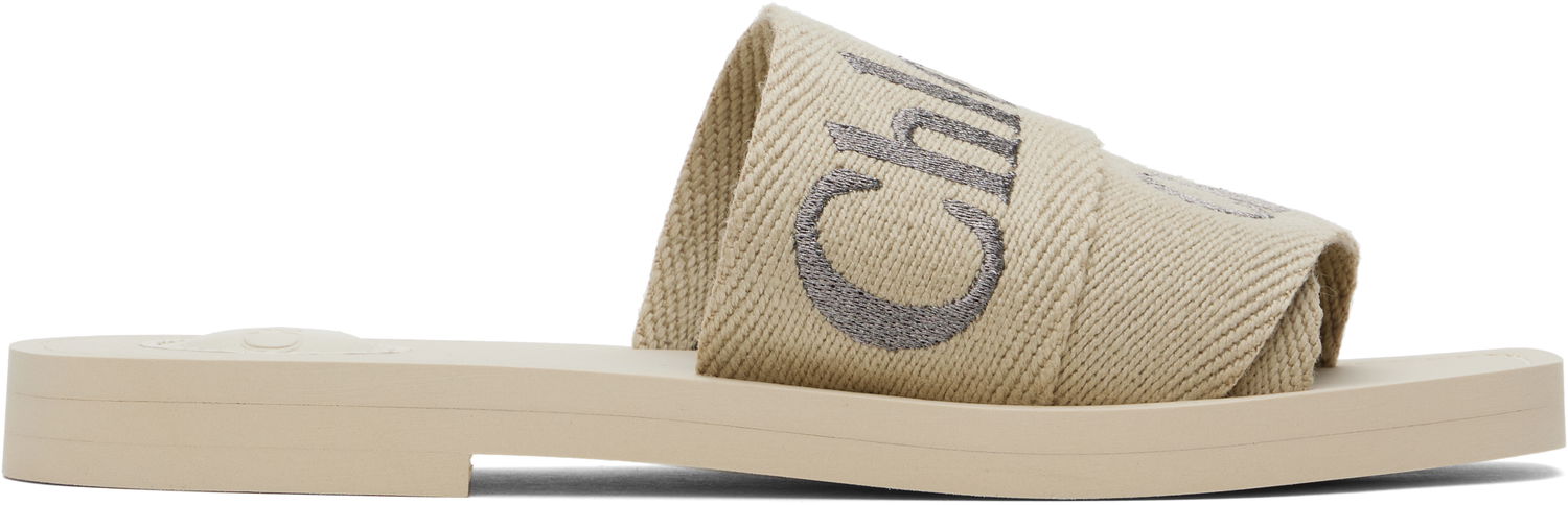 Nega čevljev CHLOÉ Chloé Woody Logo Slides Bež | CHC25S188QT, 0