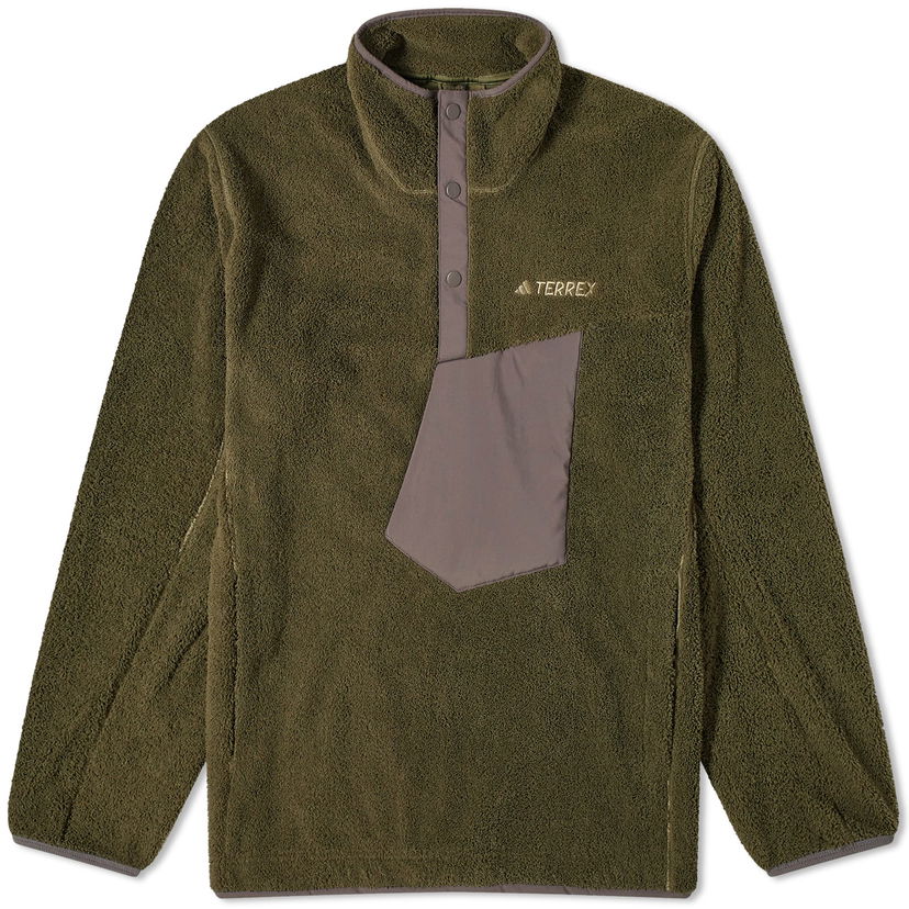 Pulover adidas Originals XPL PILE SNAP Olive Strata Zelena | IN0011