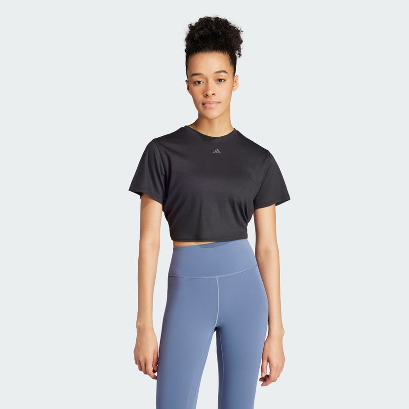 Majica adidas Performance Yoga Studio Wrapped Tee Črna | IS2988