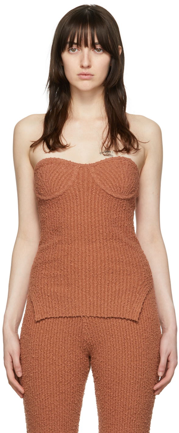 Majica brez rokavov Helmut Lang Exclusive Textured Knit Camisole Oranžna | L04HW706, 0