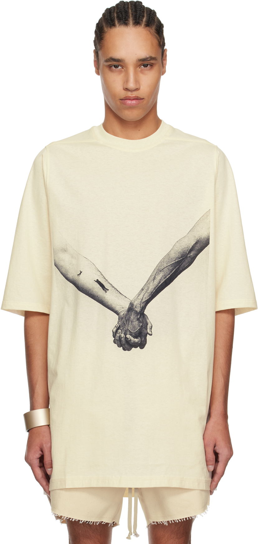 Majica Rick Owens Rick Owens Hollywood Jumbo T-Shirt Bež | RR01E5238 JNCP3
