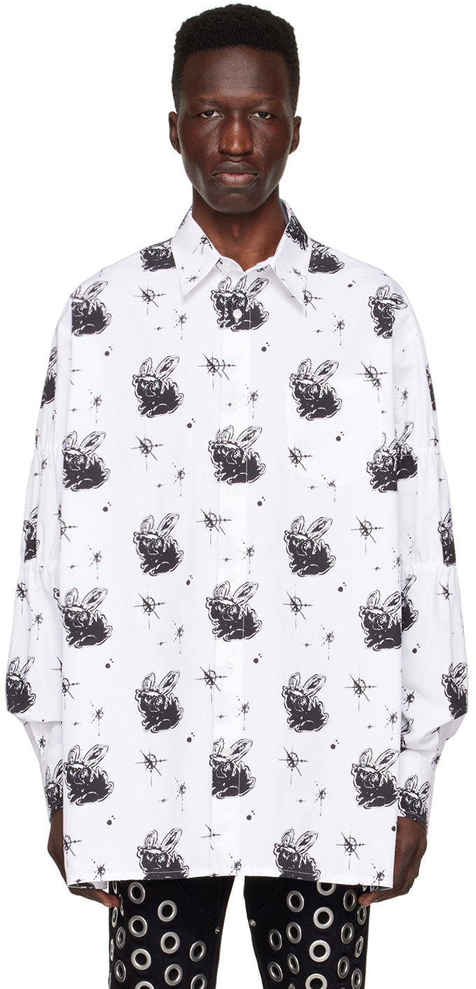 Srajce We11done Printed Cotton Shirt Bela | WD-BL1-22-142-M-WH