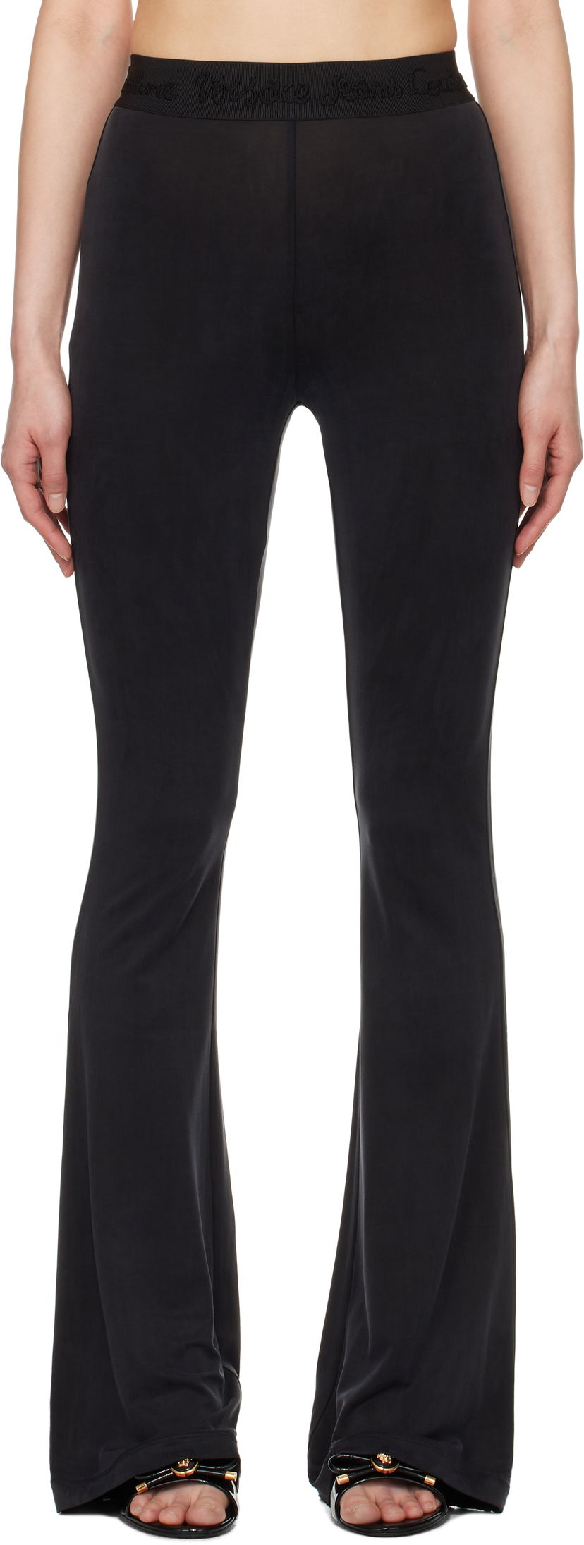 Hlače Versace Versace Jeans Couture Flared Leggings Črna | E78HAC107_EJ0190