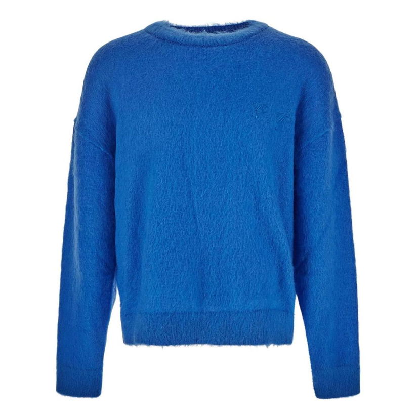 Pleteni pulover Off-White Off-White Embroidered Jumper Modra | OMHE137F22KNI0014545