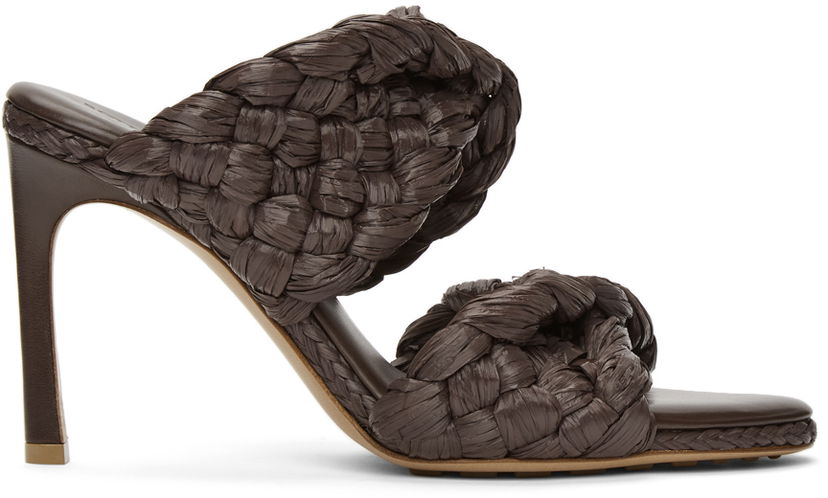 Superge in čevlji Bottega Veneta Bottega Veneta 'The Curve' Raffia Heeled Sandals Rjava | 651398 V0GM0