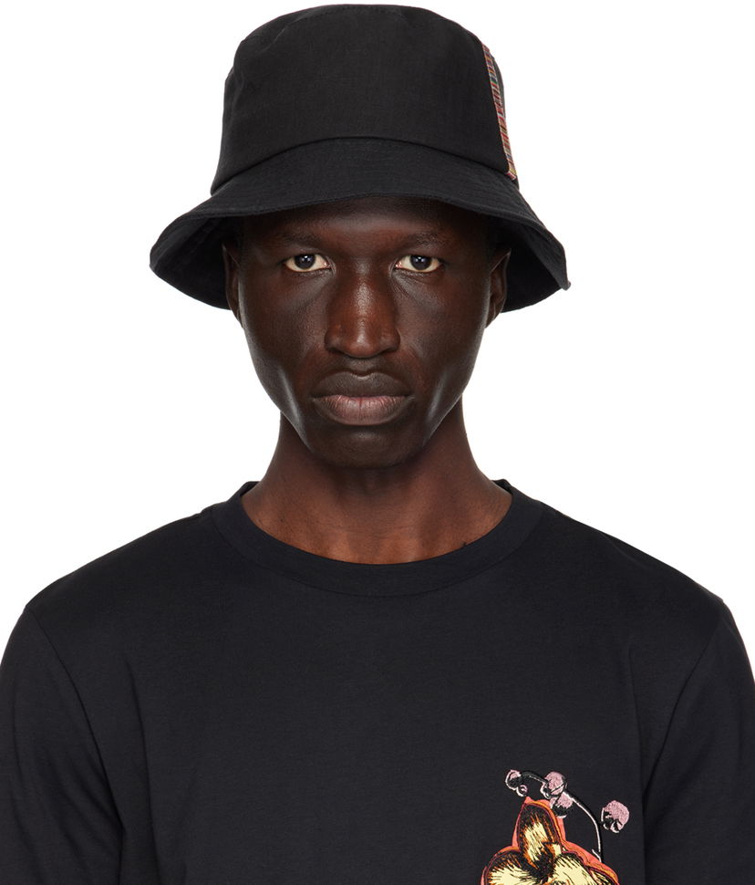 Klobuk Paul Smith Paul Smith Linen Signature Stripe Bucket Hat Črna | M1A-921DT-M01427-79