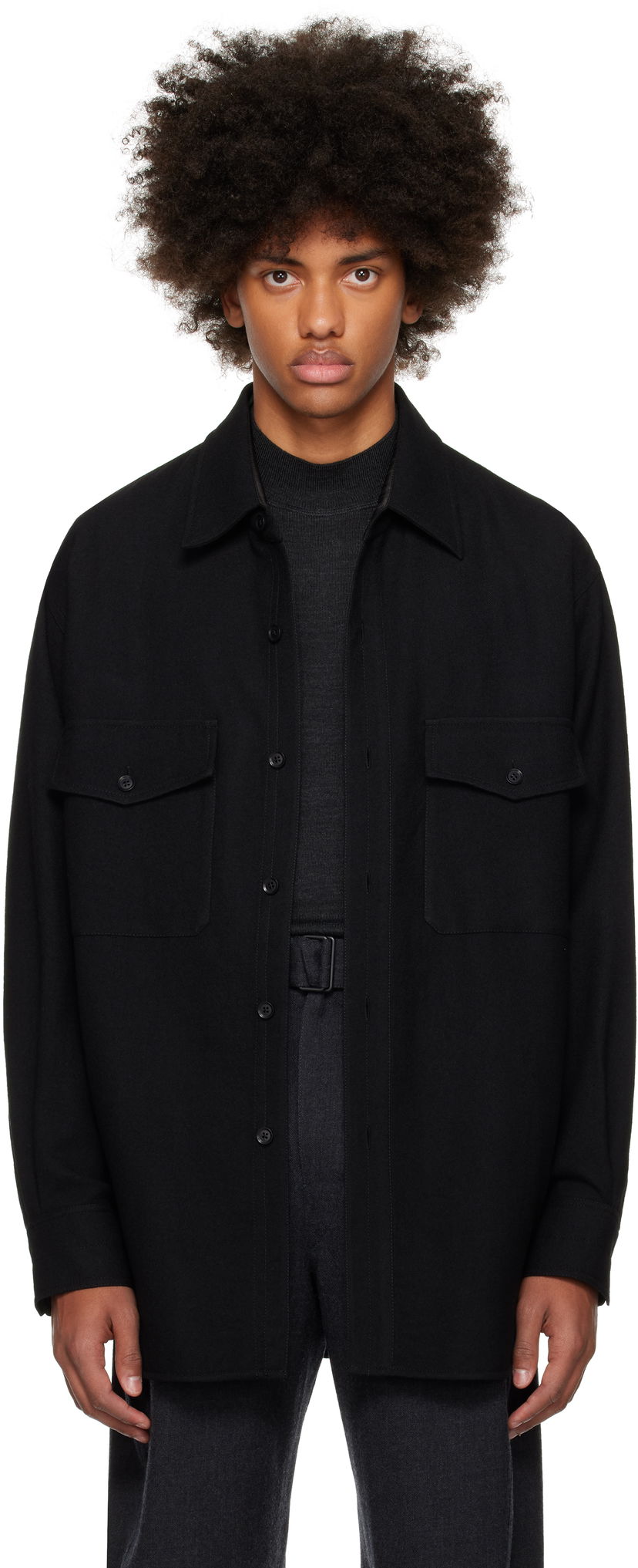 Srajce LEMAIRE Lemaire Two Pockets Overshirt Črna | OV1001 LF608