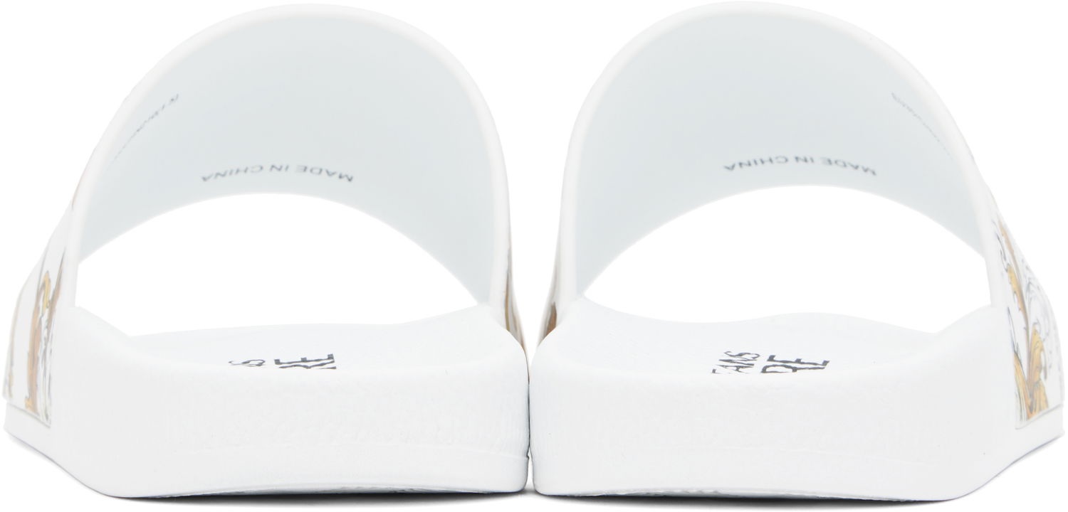 Superge in čevlji Versace Versace Jeans Couture Outline Barocco Pool Slides Bela | E78YA3SQ4_EZS365, 1