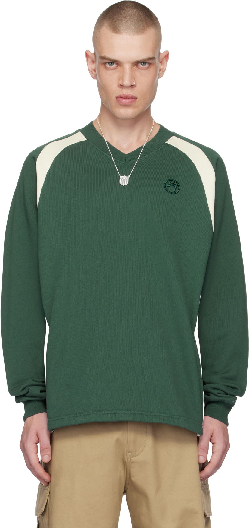 Pulover Ambush V-Neck Long Sleeve Sweatshirt Zelena | BMBA007F24FLE0015231