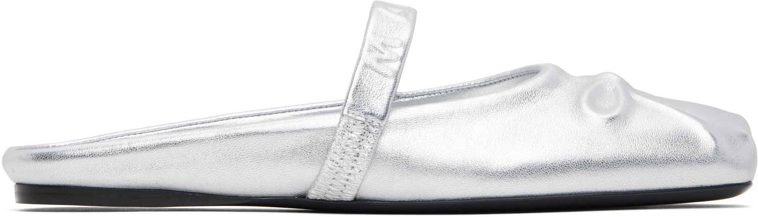 Oblačila Marni Marni Leather Little Bow Sabot Slippers Kovinski | SBMS010400 PR695, 0