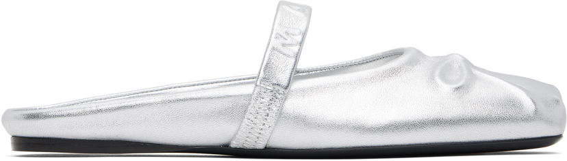 Oblačila Marni Marni Leather Little Bow Sabot Slippers Kovinski | SBMS010400 PR695