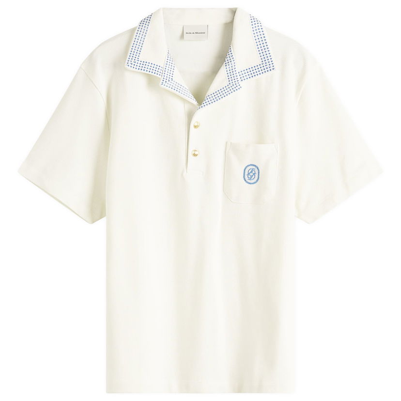 Polo majica Drôle de Monsieur Checkerboard Pique Polo Shirt, Size Large Bela | G-PL144-CO162-OW