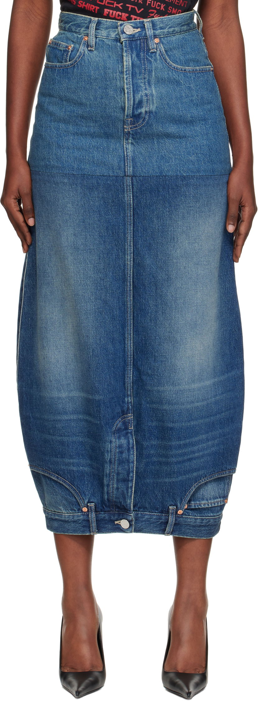 Krila VETEMENTS Vetements Double Denim Midi Skirt Modra | WH76DK880VBBG