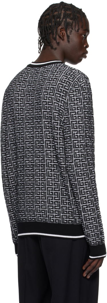 Pleteni pulover Balmain Geometric Knit Sweater Črna | EH1KD000KI03, 2