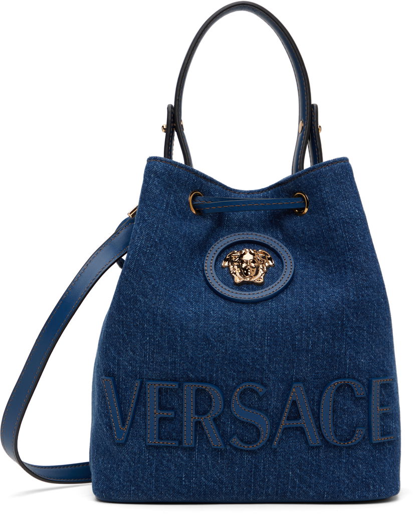 Torbica Versace Versace 'La Medusa' Denim Bucket Bag Modra | 1018297_1A04287_1UC7V