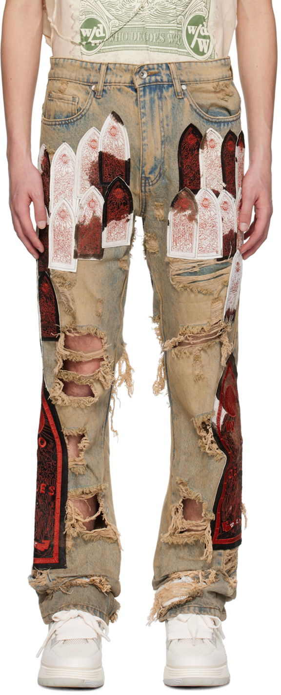 Kavbojke Who Decides War Sangre Patch Distressed Jeans Večbarvna | 1120930030SS24