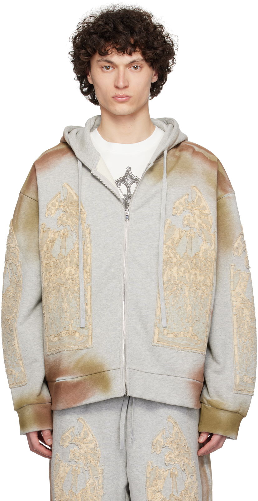 Pulover Who Decides War Who Decides War Signature Mechanic Zip-Up Hoodie Siva | 1110490021SS25
