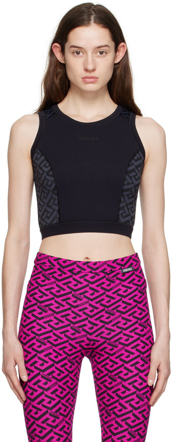 Majica brez rokavov Versace Versace Greca Sports Bra Črna | 1008682_1A06230_1B000