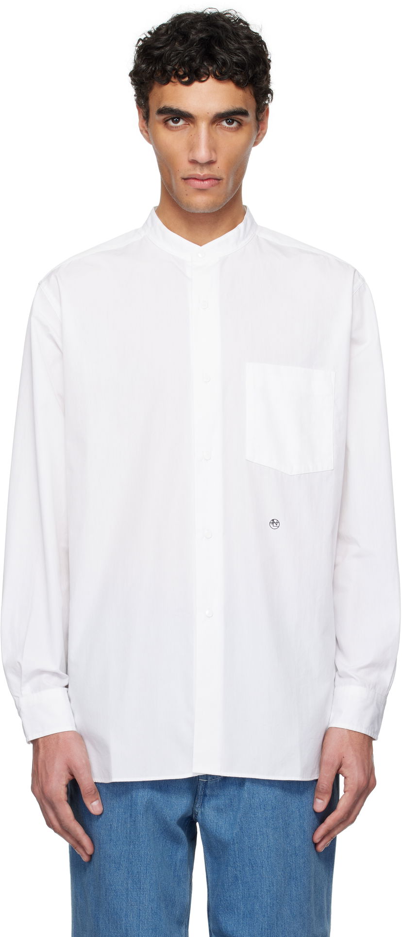 Srajce NANAMICA Nanamica Band Collar Shirt Bela | S25SG092U
