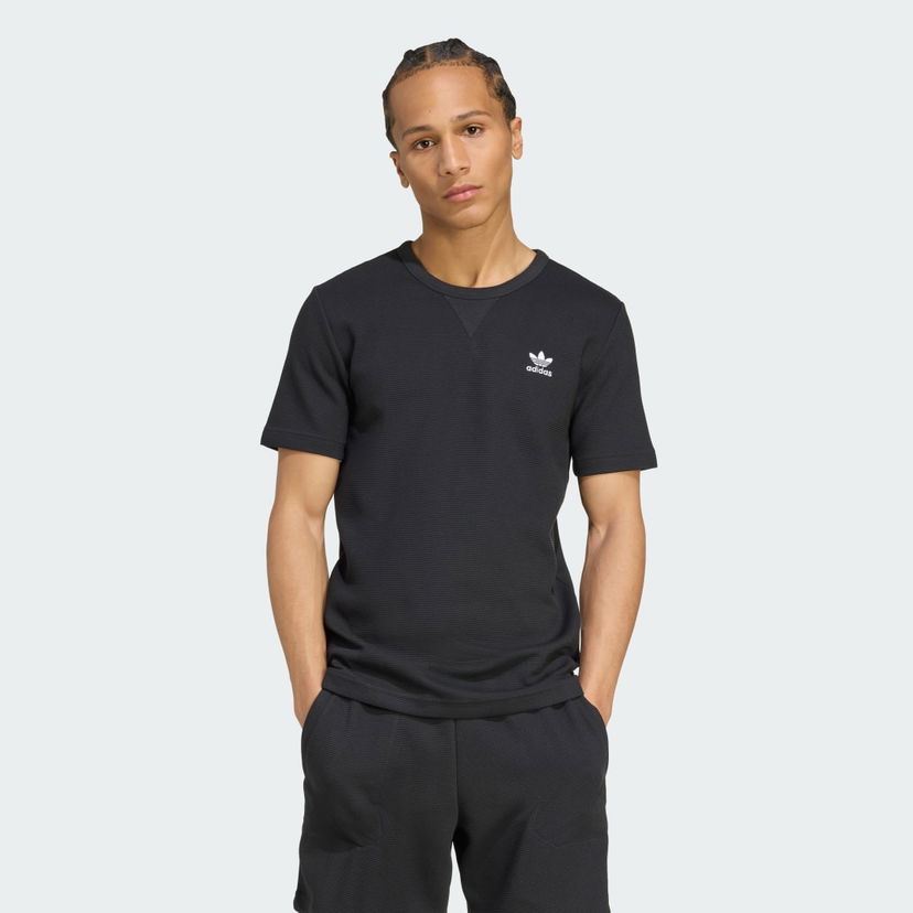 Majica adidas Performance Trefoil Essentials Waffle T-Shirt Črna | KA7767
