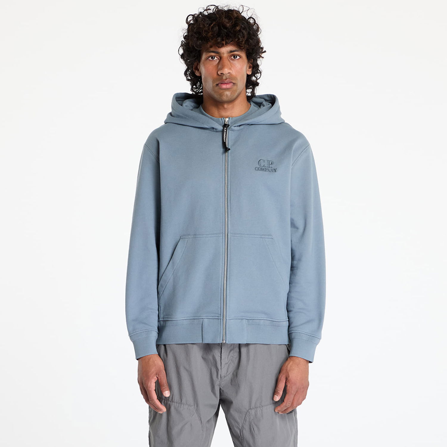 Pulover C.P. Company C.P. Company Diagonal Raised Fleece Full Zip Hoodie Modra | 18CMSS044A005086W-872, 0