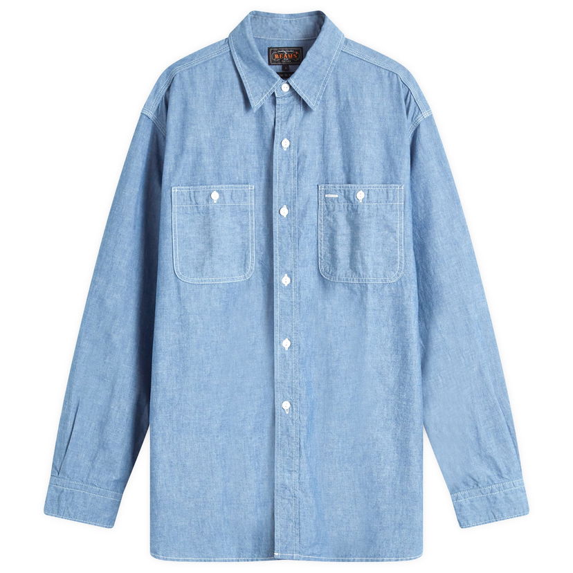 Srajce BEAMS Beams Plus Work Shirt Modra | 3811-0924-139-70