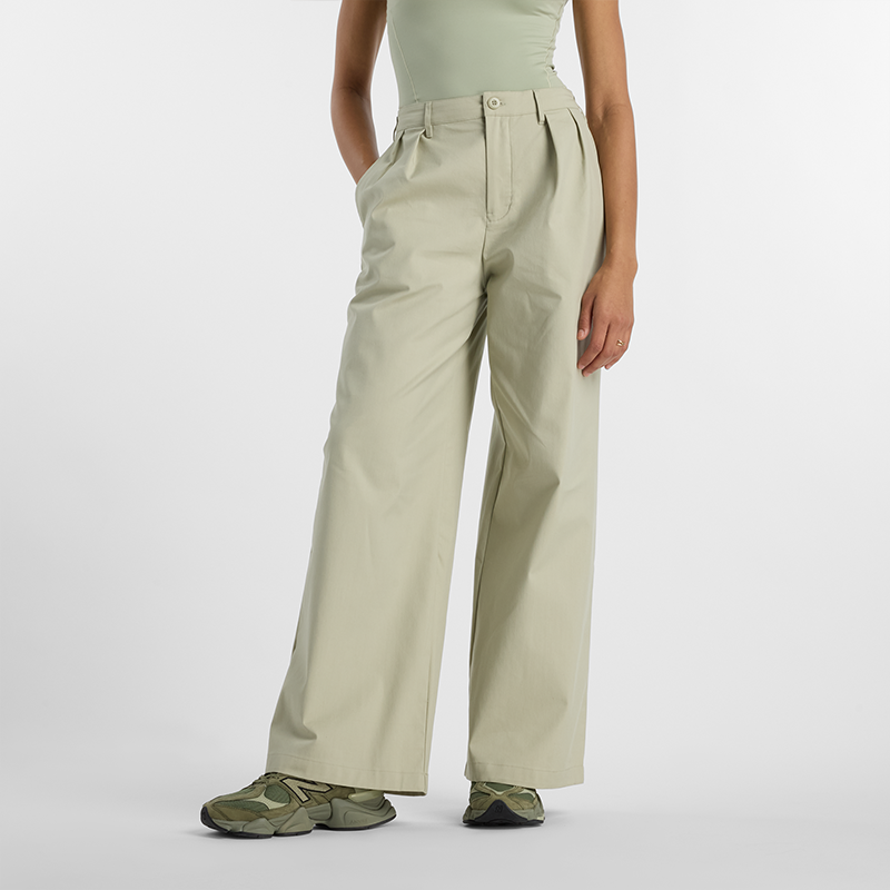 Hlače New Balance Wide Leg Pants Zelena | NBWP51538OVN