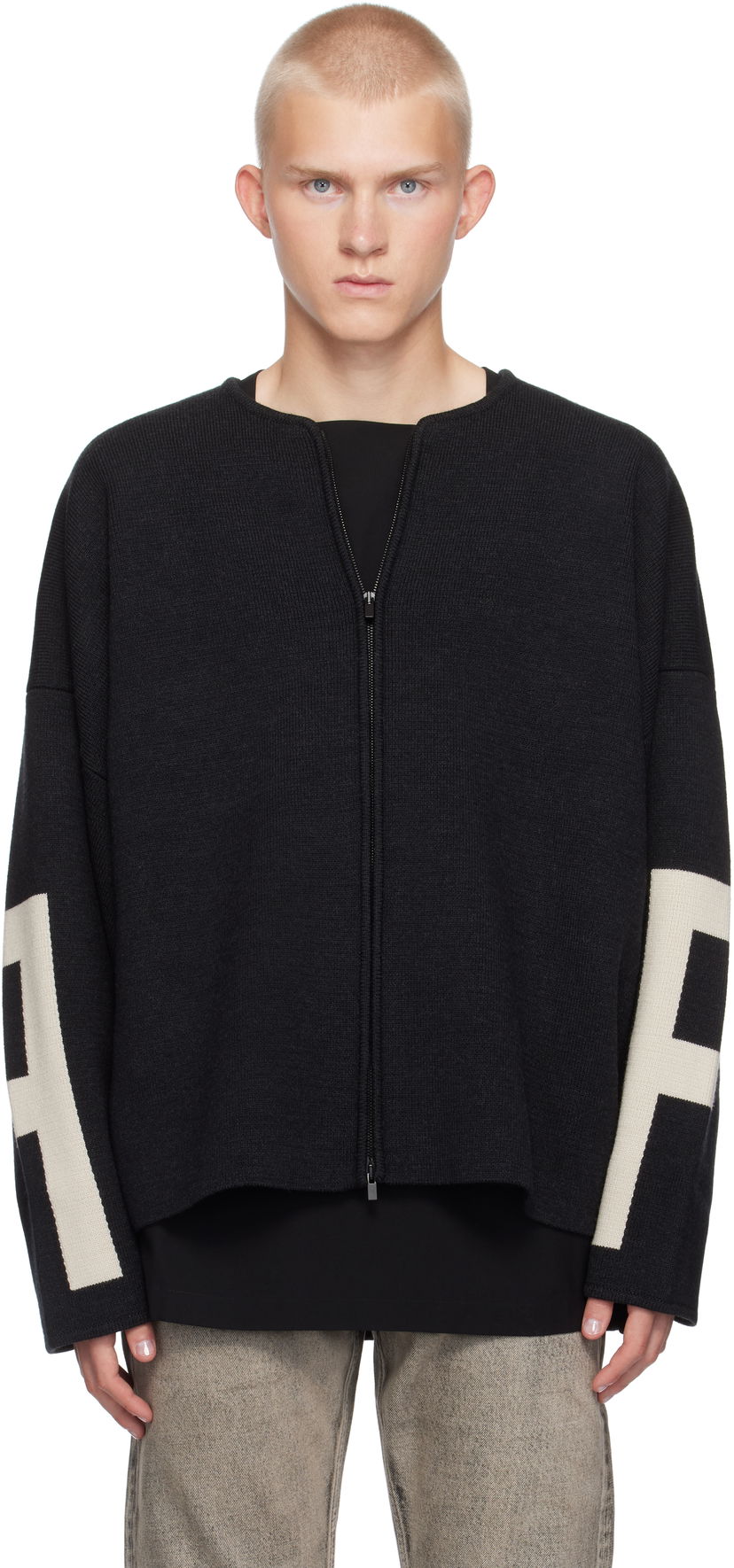 Pleteni pulover Fear of God Fear of God Merino Full Zip Sweater Črna | FG24FW20-0172MER